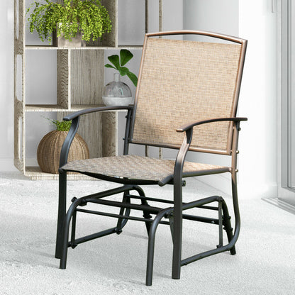 Steel Frame Garden Swing Single Glider Chair Rocking Seating, Brown Patio Rocking Chairs & Gliders at Gallery Canada