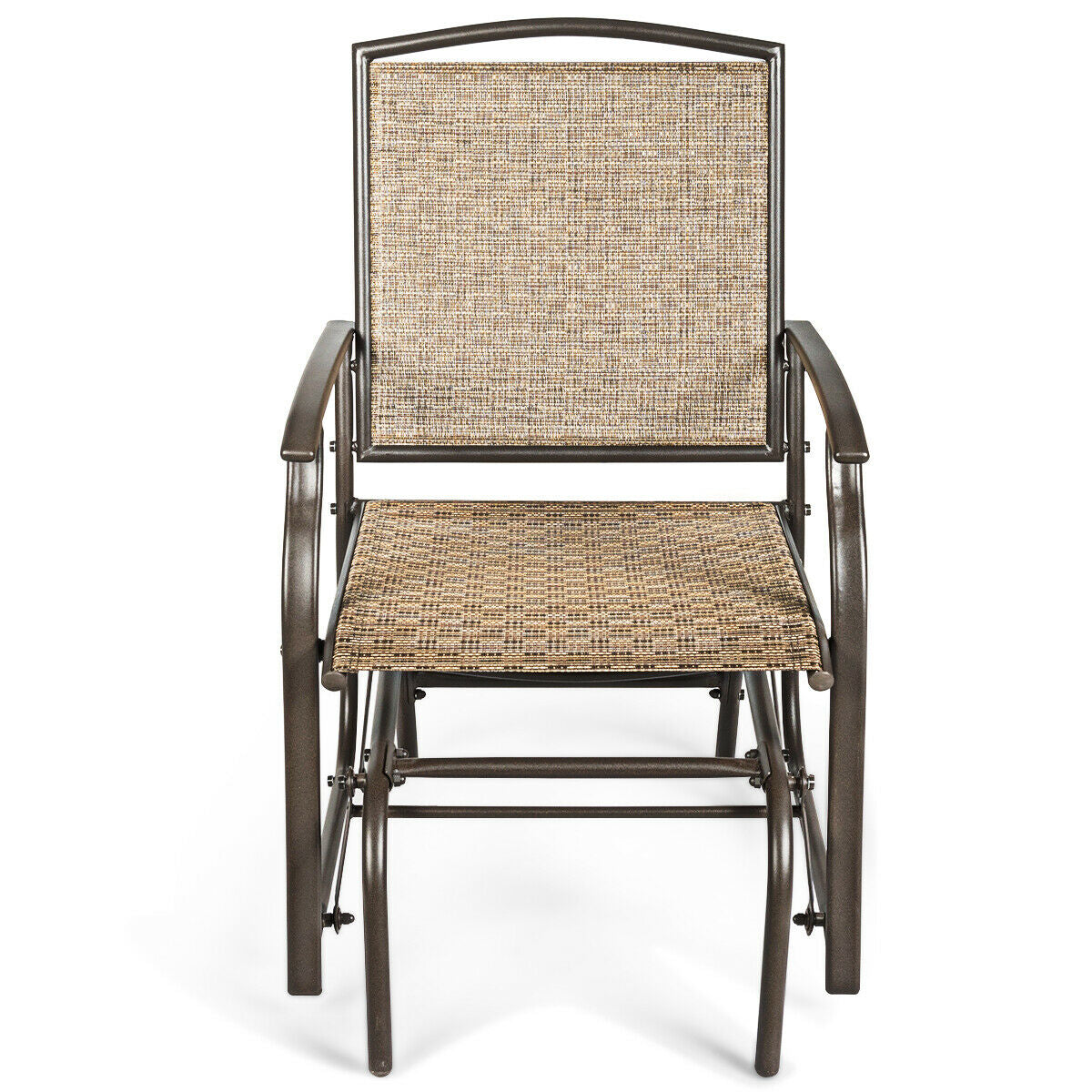 Steel Frame Garden Swing Single Glider Chair Rocking Seating, Brown Patio Rocking Chairs & Gliders at Gallery Canada