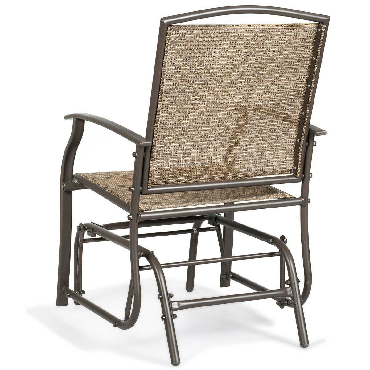 Steel Frame Garden Swing Single Glider Chair Rocking Seating, Brown - Gallery Canada