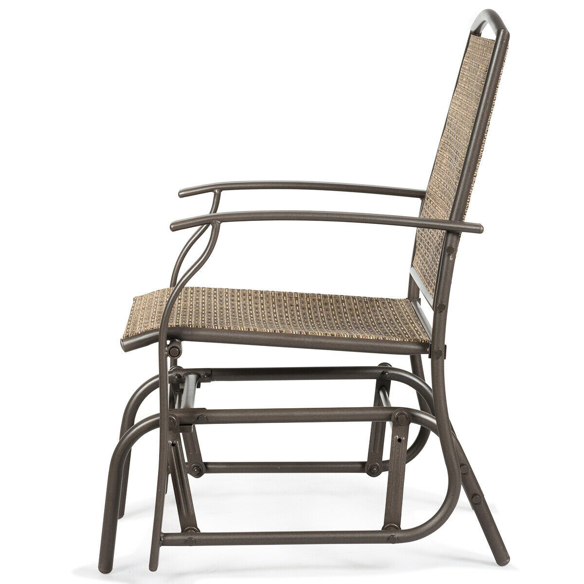 Steel Frame Garden Swing Single Glider Chair Rocking Seating, Brown Patio Rocking Chairs & Gliders at Gallery Canada
