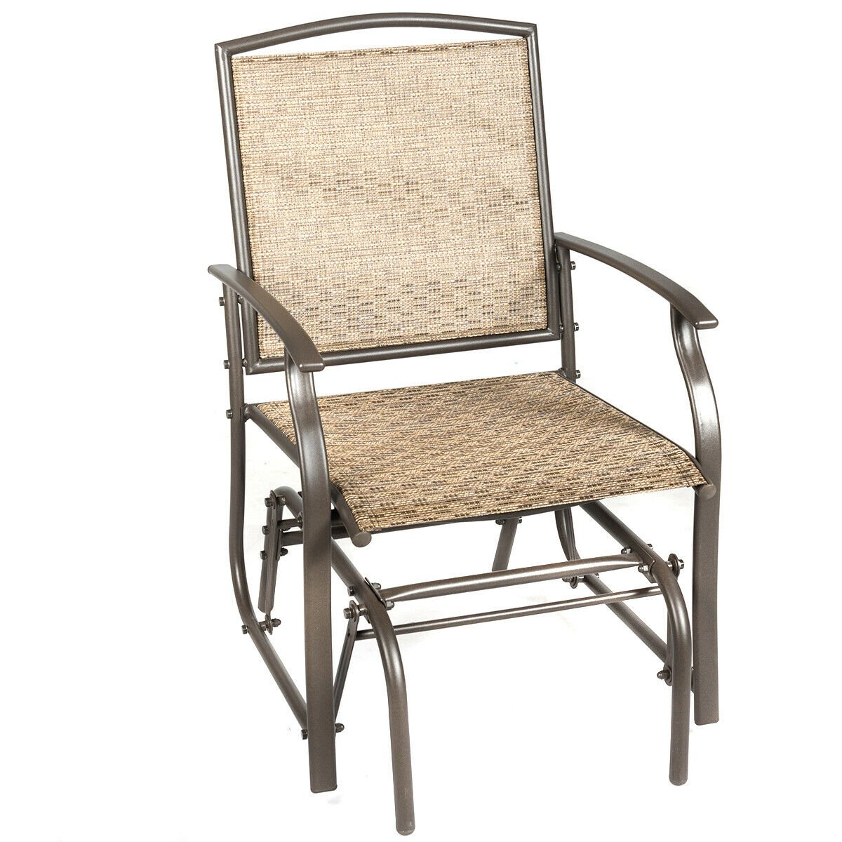 Steel Frame Garden Swing Single Glider Chair Rocking Seating, Brown Patio Rocking Chairs & Gliders Brown at Gallery Canada