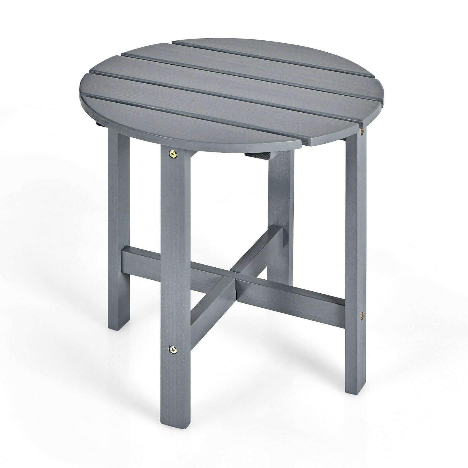 18 Inch Round Wooden Slat Patio Coffee Table, Gray Patio Coffee Tables at Gallery Canada