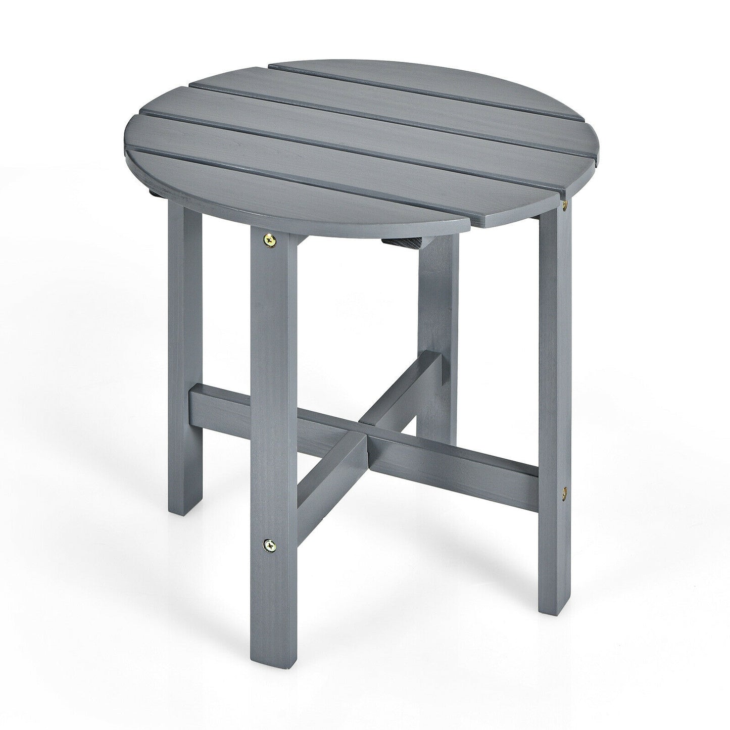 18 Inch Round Wooden Slat Patio Coffee Table, Gray Patio Coffee Tables at Gallery Canada