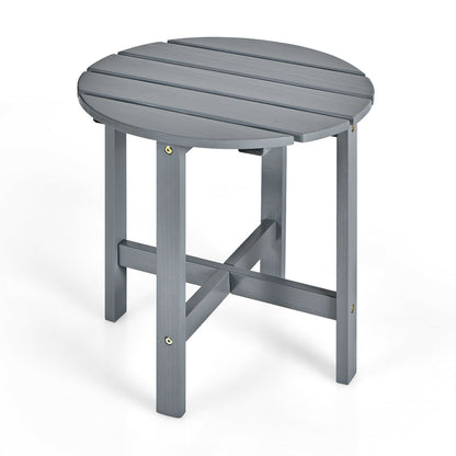 18 Inch Round Wooden Slat Patio Coffee Table, Gray Patio Coffee Tables at Gallery Canada