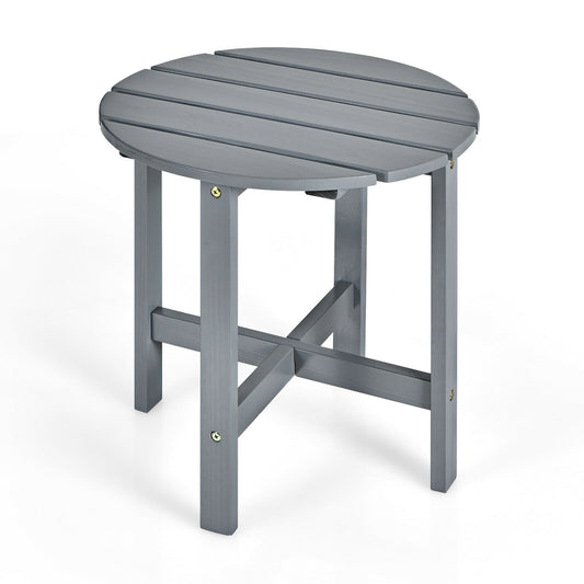 18 Inch Round Wooden Slat Patio Coffee Table, Gray Patio Coffee Tables Gray at Gallery Canada