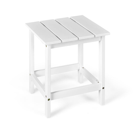 15 Inch Patio Square Wooden Slat End Side Coffee Table for Garden, White Patio Coffee Tables White at Gallery Canada