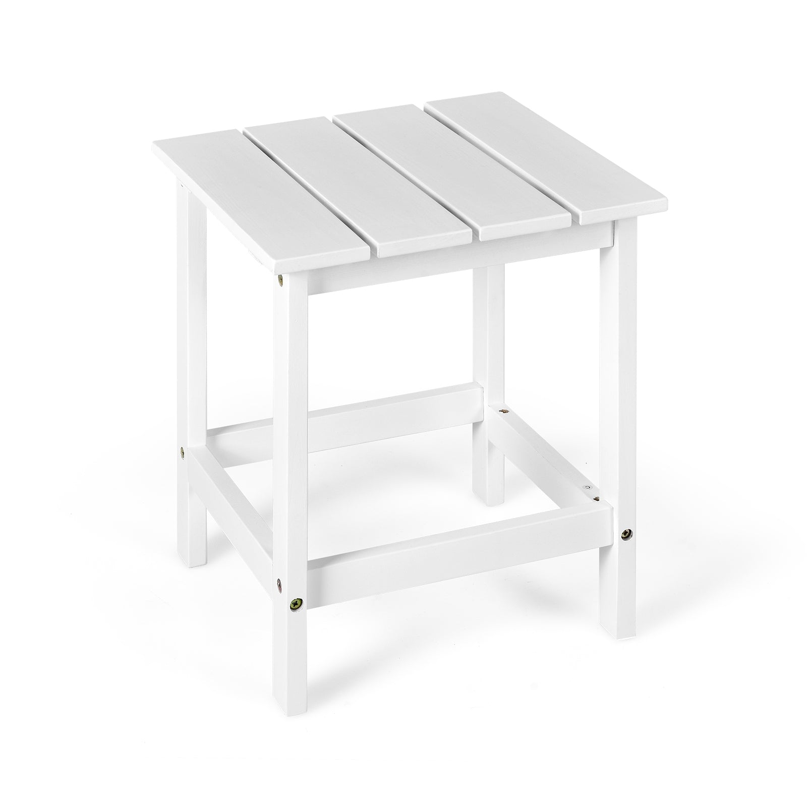 15 Inch Patio Square Wooden Slat End Side Coffee Table for Garden, White Patio Coffee Tables at Gallery Canada
