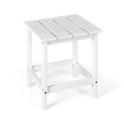 15 Inch Patio Square Wooden Slat End Side Coffee Table for Garden, White Patio Coffee Tables at Gallery Canada