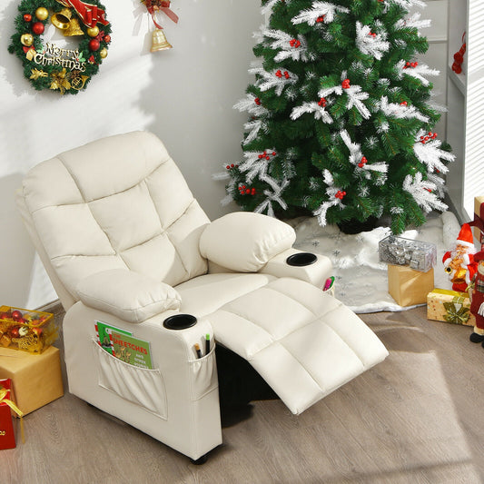 Kids Recliner Chair With Cup Holder, Footrest, Beige Kids Chairs & Seating Beige at Gallery Canada