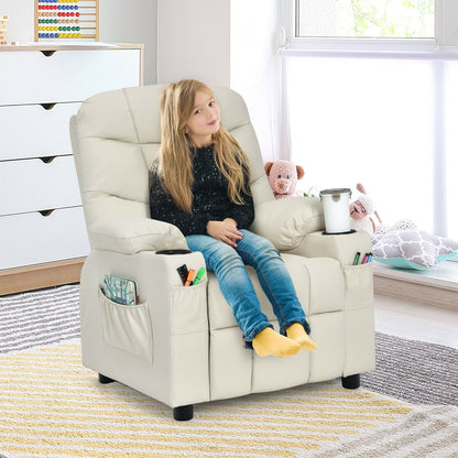 Kids Recliner Chair With Cup Holder, Footrest, Beige Kids Chairs & Seating at Gallery Canada