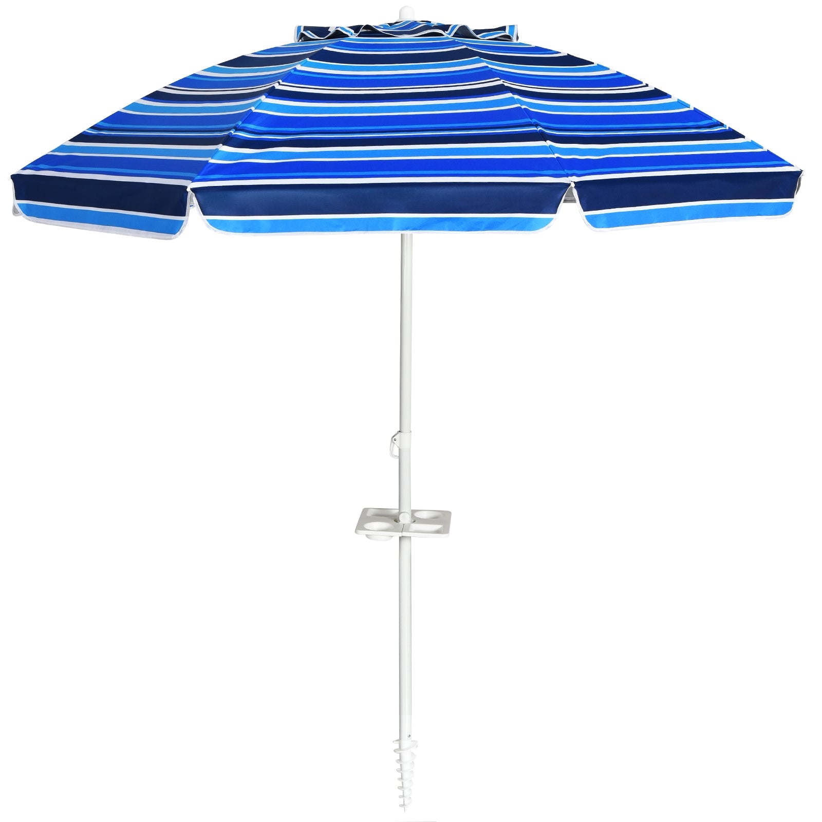 7.2 Feet Portable Beach Umbrella With Sand Anchor, Tilt, Navy Outdoor Umbrellas at Gallery Canada