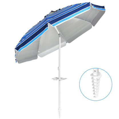 7.2 Feet Portable Outdoor Beach Umbrella with Sand Anchor and Tilt Mechanism for Poolside and Garden, Navy Outdoor Umbrellas at Gallery Canada