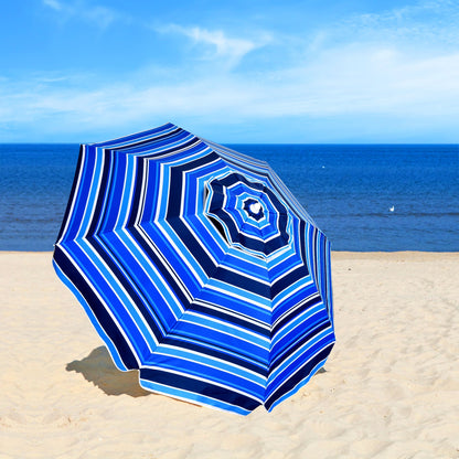 7.2 Feet Portable Outdoor Beach Umbrella with Sand Anchor and Tilt Mechanism for Poolside and Garden, Navy Outdoor Umbrellas at Gallery Canada