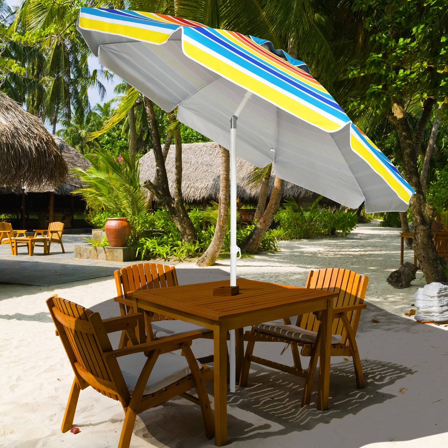 7.2 Feet Portable Beach Umbrella, Sand Anchor, Tilt Mechanism, Multicolor Outdoor Umbrellas at Gallery Canada
