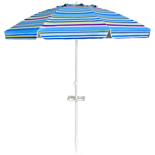 7.2 Feet Portable Beach Umbrella With Sand Anchor, Tilt, Blue