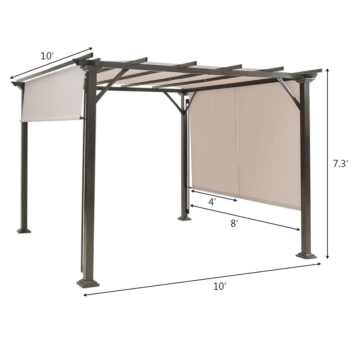 10 x 10 Feet Metal Frame Patio Furniture Shelter, Beige Gazebos at Gallery Canada