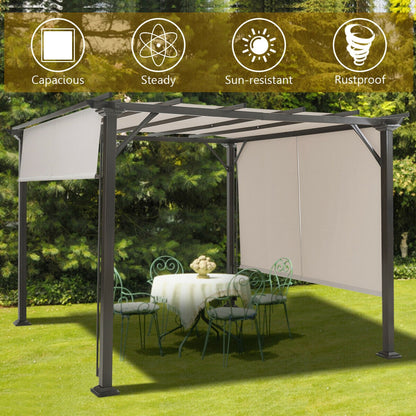 10 x 10 Feet Metal Frame Patio Furniture Shelter, Beige Gazebos at Gallery Canada