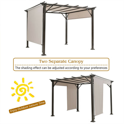 10 x 10 Feet Metal Frame Patio Furniture Shelter, Beige Gazebos at Gallery Canada