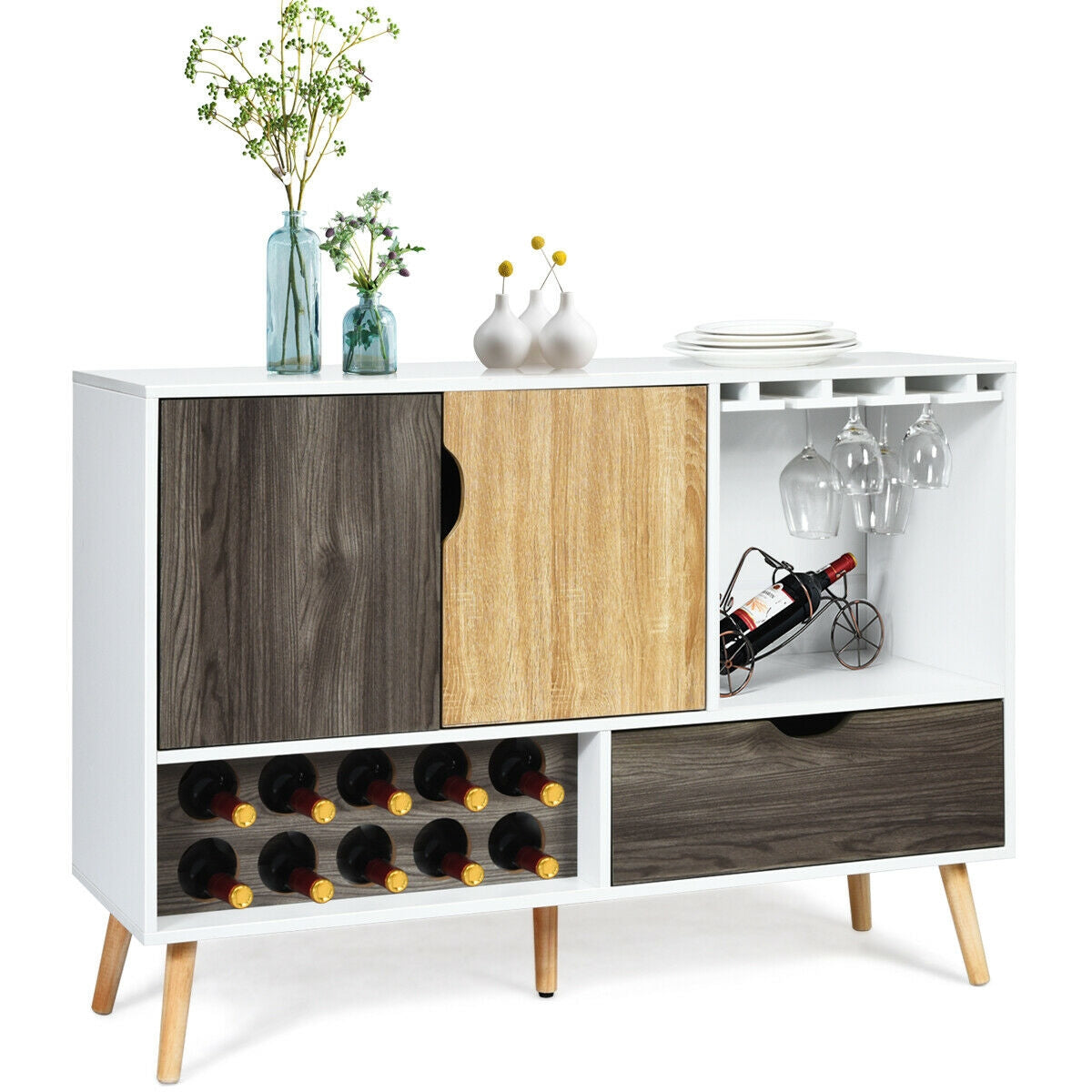 Mid-Century Buffet Sideboard Wooden Storage Cabinet, White Sideboards Cabinets & Buffets at Gallery Canada