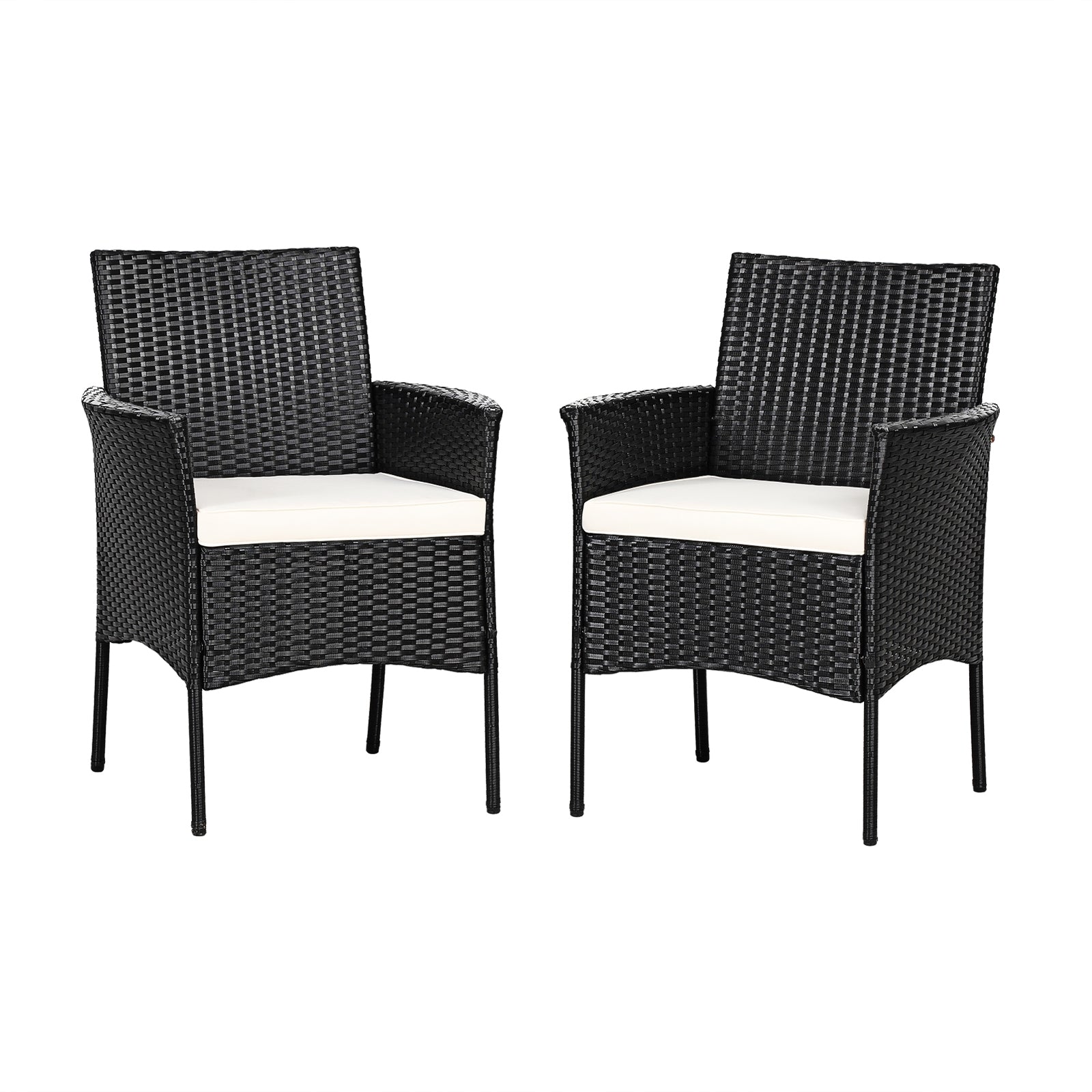 2 Pieces Patio Wicker Chairs with Cozy Seat Cushions, Black Patio Dining Chairs at Gallery Canada