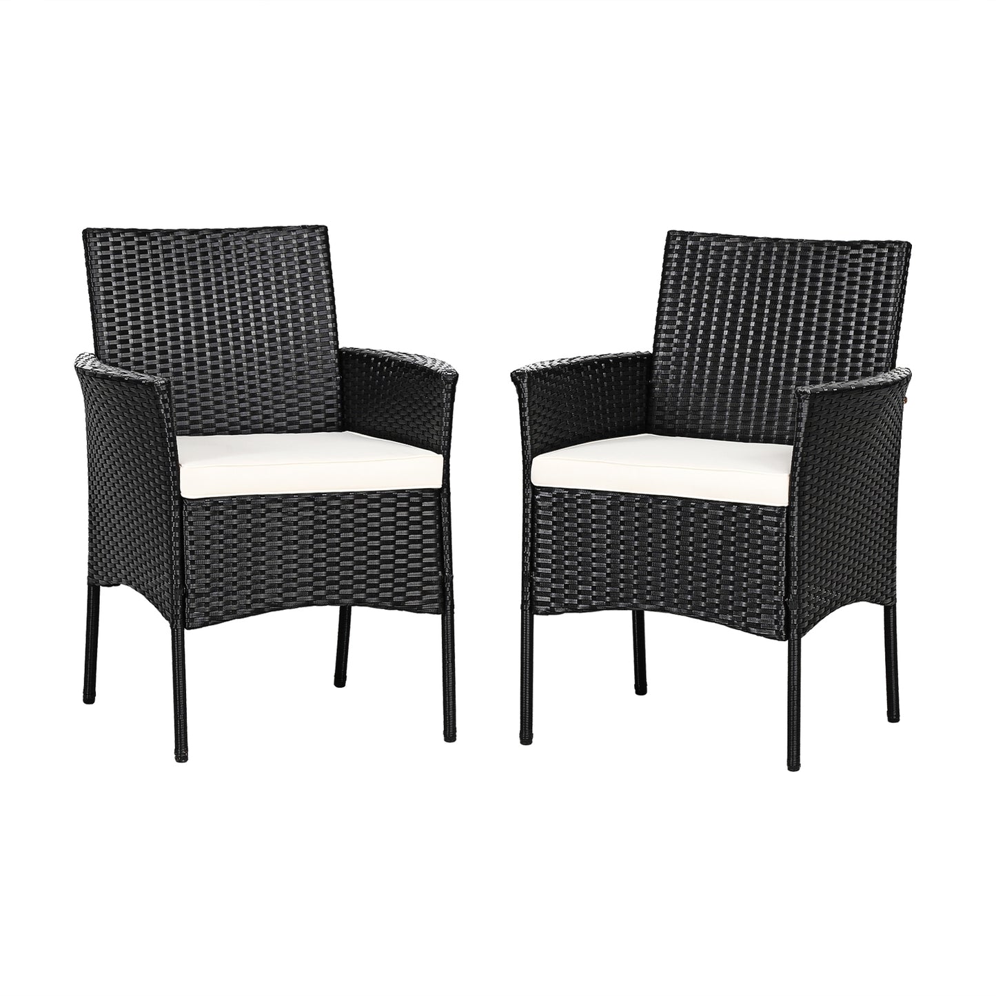 2 Pieces Patio Wicker Chairs with Cozy Seat Cushions, Black Patio Dining Chairs at Gallery Canada