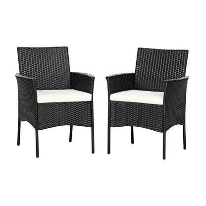 2 Pieces Patio Wicker Chairs with Cozy Seat Cushions, Black Patio Dining Chairs at Gallery Canada