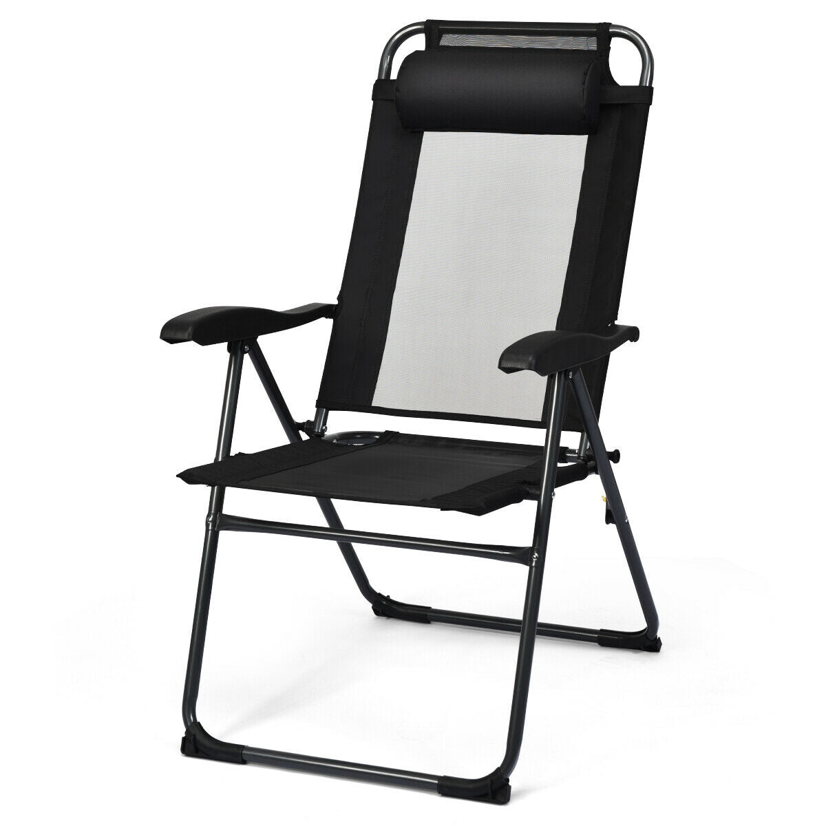 4 Pieces Patio Garden Adjustable Reclining Folding Chairs with Headrest, Black Patio Dining Chairs at Gallery Canada