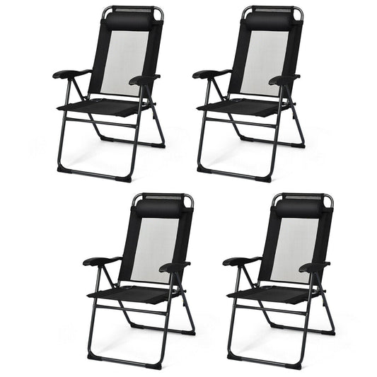 4 Piece Patio Garden Adjustable Reclining Folding Chairs, Black Patio Dining Chairs Black at Gallery Canada
