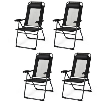4 Piece Patio Garden Adjustable Reclining Folding Chairs, Black Patio Dining Chairs at Gallery Canada