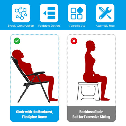 4 Pieces Patio Garden Adjustable Reclining Folding Chairs with Headrest, Black Patio Dining Chairs at Gallery Canada