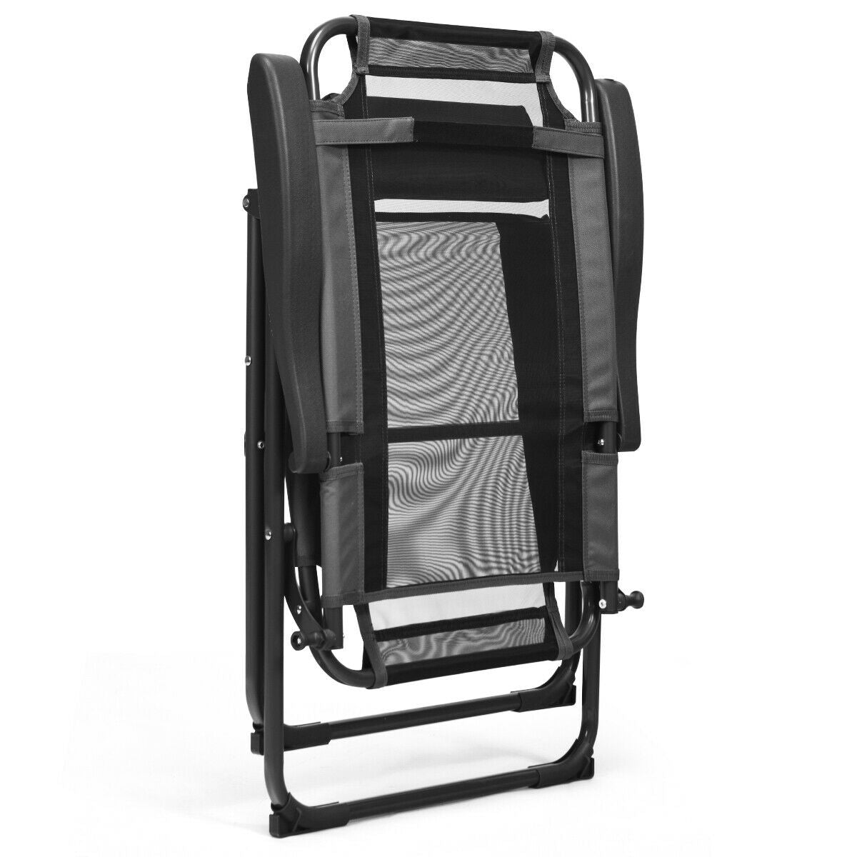 4 Pieces Patio Garden Adjustable Reclining Folding Chairs with Headrest, Gray Patio Dining Chairs at Gallery Canada