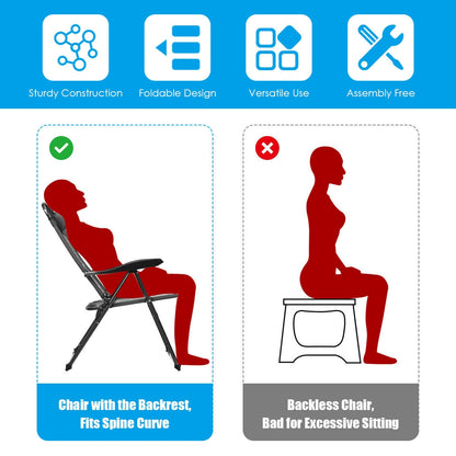 4 Pieces Patio Garden Adjustable Reclining Folding Chairs with Headrest, Gray Patio Dining Chairs at Gallery Canada