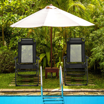 2 Pieces Patio Adjustable Folding Recliner Chairs with 7 Level Adjustable Backrest, Black Beach & Lawn Chairs at Gallery Canada