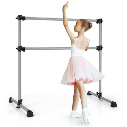 4 Feet Portable Double Freestanding Barre Dancing Stretching, Silver Yoga Accessories at Gallery Canada
