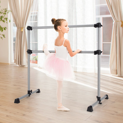 4 Feet Portable Double Freestanding Barre Dancing Stretching, Silver Yoga Accessories at Gallery Canada