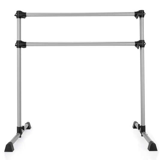 4 Feet Portable Double Freestanding Barre Dancing Stretching, Silver at Gallery Canada