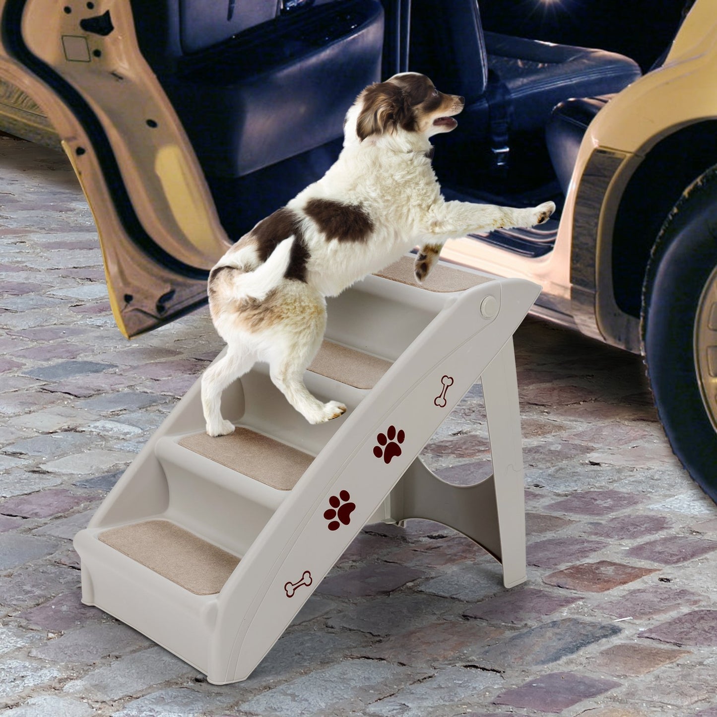 Collapsible Plastic Pet Stairs 4 Step Ladder for Small Dog and Cats, Gray at Gallery Canada