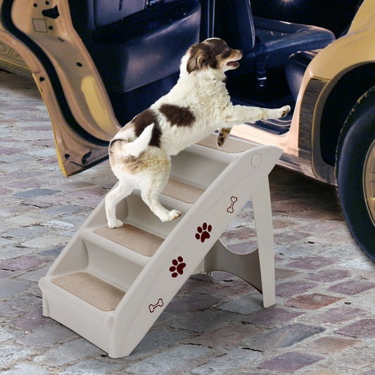 Collapsible Plastic Pet Stairs 4 Step Ladder for Small Dog and Cats, Gray - Gallery Canada