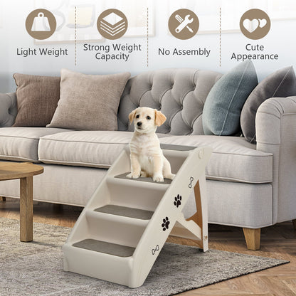 Collapsible Plastic Pet Stairs 4 Step Ladder for Small Dog and Cats, Beige - Gallery Canada