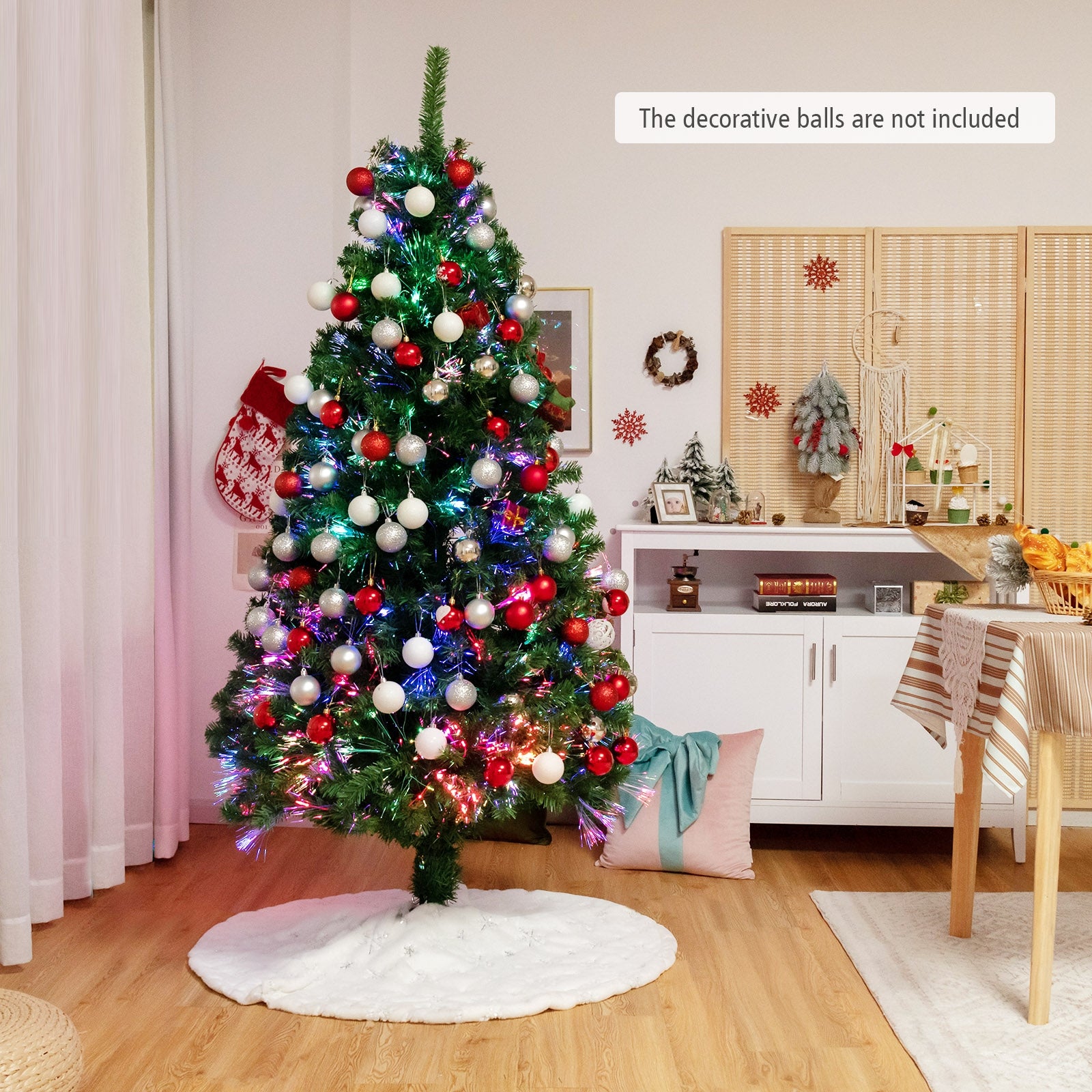 6 Feet Pre-Lit Fiber Optic Artificial Christmas Tree, 617 Branch Tips, Green Christmas Tree at Gallery Canada