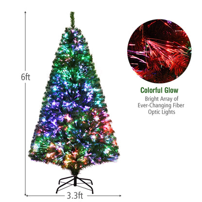 6 Feet Pre-Lit Fiber Optic Artificial Christmas Tree, 617 Branch Tips, Green Christmas Tree at Gallery Canada