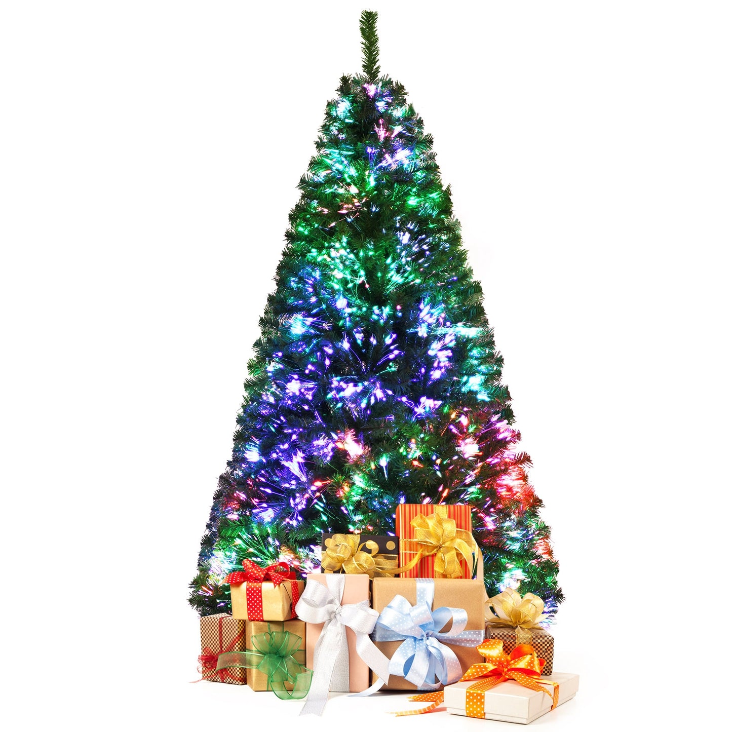 6 Feet Pre-Lit Fiber Optic Artificial Christmas Tree, 617 Branch Tips, Green Christmas Tree at Gallery Canada