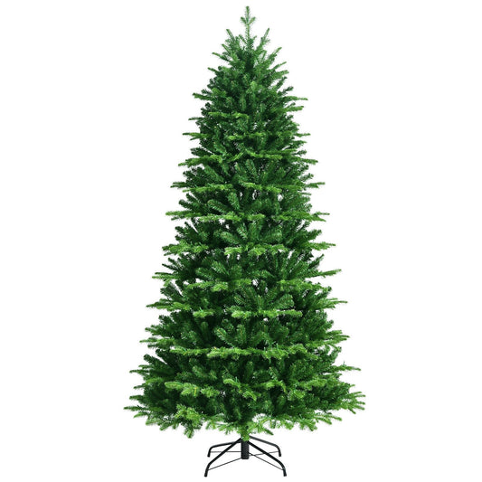 Realistic Pre-Lit Hinged Christmas Tree with Lights and Foot Switch-7', Green - Gallery Canada