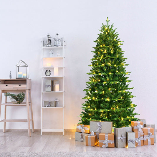 Realistic Pre-Lit Hinged Christmas Tree with Lights and Foot Switch-7', Green - Gallery Canada