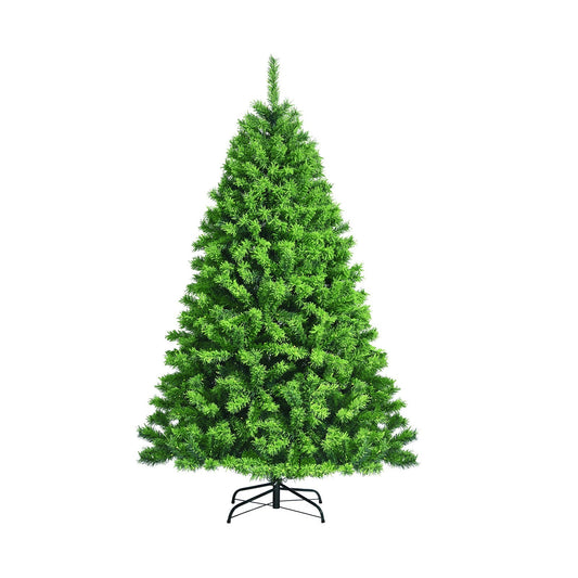 Snow Flocked Artificial Christmas Tree with Metal Stand-7.5', Green - Gallery Canada
