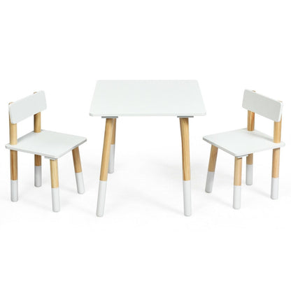Kids Wooden Table and 2 Chairs Set, White - Gallery Canada