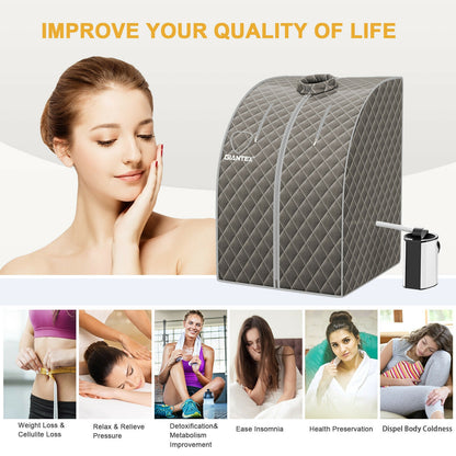 Portable Personal Steam Sauna Spa with 3L Blast-proof Steamer Chair, Gray Spa & Salon at Gallery Canada