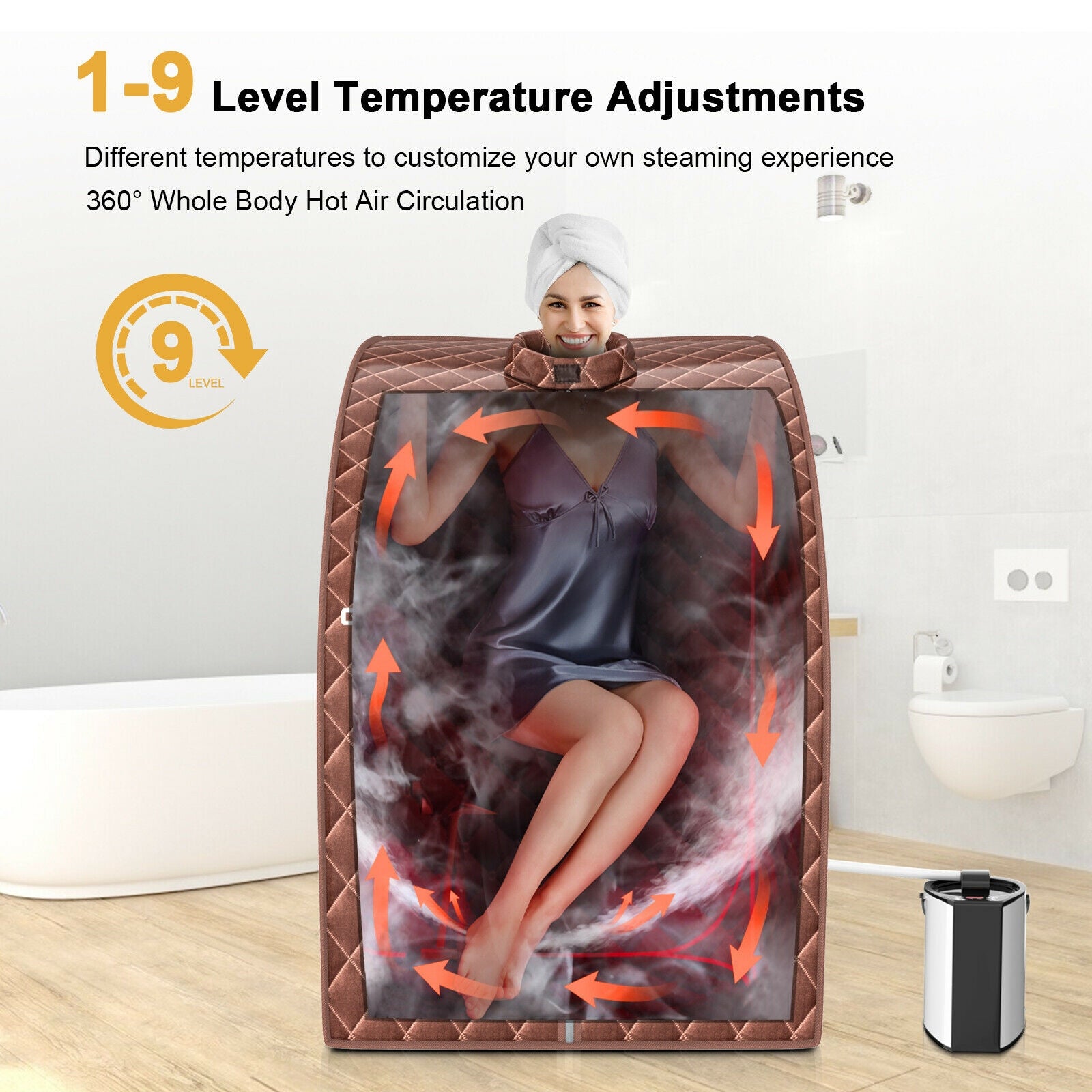 Portable Personal Steam Sauna Spa with 3L Blast-proof Steamer Chair, Coffee Spa & Salon at Gallery Canada