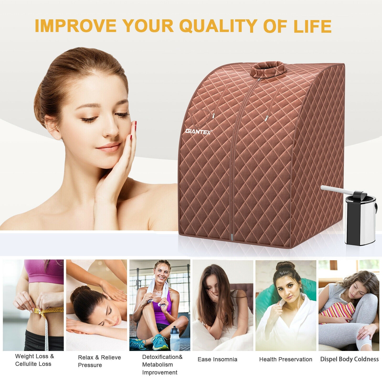 Portable Personal Steam Sauna Spa with 3L Blast-proof Steamer Chair, Coffee Spa & Salon at Gallery Canada