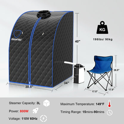 Portable Personal Steam Sauna Spa with 3L Blast-proof Steamer Chair, Black at Gallery Canada
